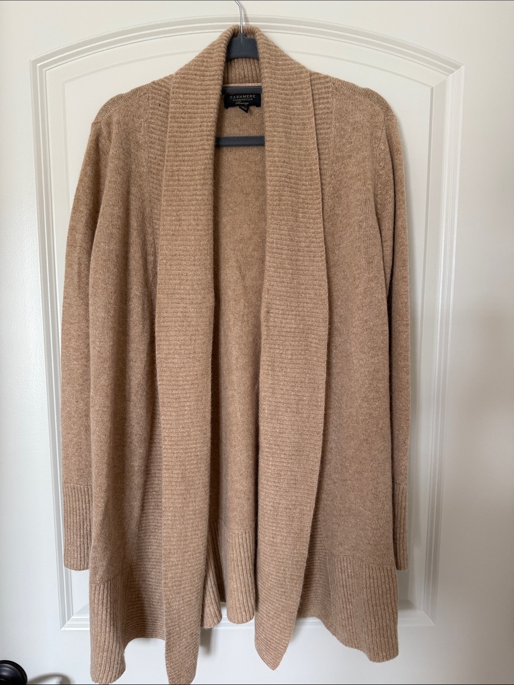 Charter Club 100% Cashmere Camel Shawl-Collar Open Cardigan Size M 0111
